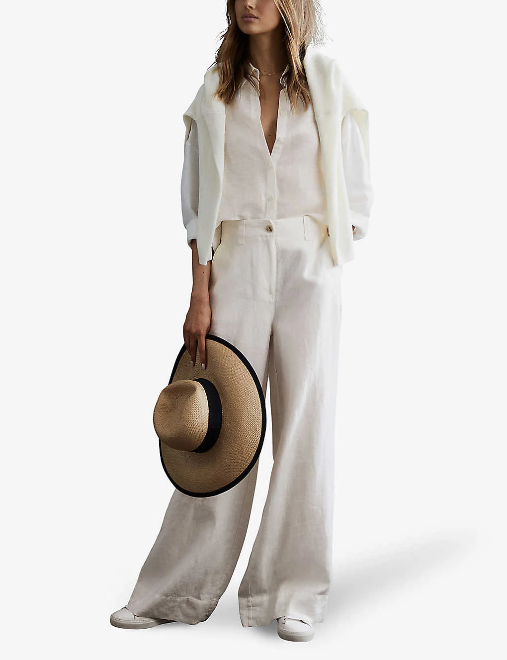 Reiss Demi Wide-leg Linen Trousers 2 Reiss Demi Wide-leg Linen Trousers - Image 2