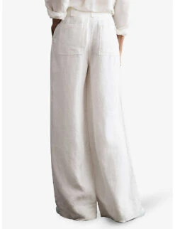 Reiss Demi Wide-leg Linen Trousers 8 Reiss Demi Wide-leg Linen Trousers -Reiss Shop R04082284 WHITE ALT03