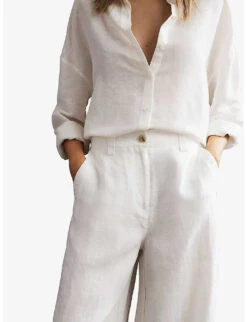 Reiss Demi Wide-leg Linen Trousers 9 Reiss Demi Wide-leg Linen Trousers -Reiss Shop R04082284 WHITE ALT04