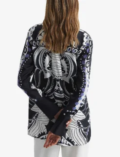 Reiss Rose Abstract-print Woven Shirt -Reiss Shop R04082354 NAVYWHITE ALT03