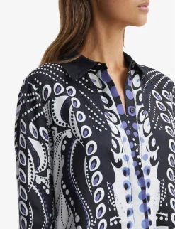 Reiss Rose Abstract-print Woven Shirt -Reiss Shop R04082354 NAVYWHITE ALT04