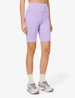 Girlfriend Collective High-rise Exposed-seams Stretch-woven Shorts -Reiss Shop R04083181 BOUGAINVILLEA ALT02