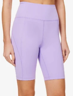 Girlfriend Collective High-rise Exposed-seams Stretch-woven Shorts -Reiss Shop R04083181 BOUGAINVILLEA ALT04