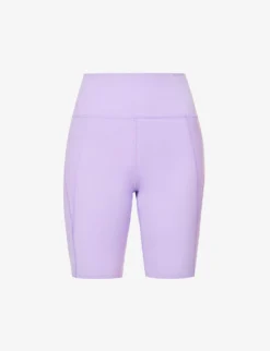 Girlfriend Collective High-rise Exposed-seams Stretch-woven Shorts