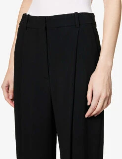 Victoria Beckham Pleated Mid-rise Straight-leg Stretch-woven Trousers -Reiss Shop R04083211 BLACK ALT04