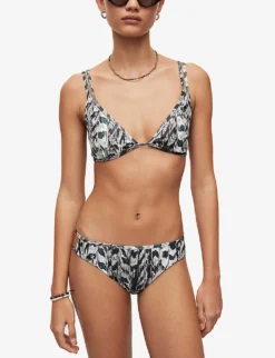AllSaints Heidi Ines Graphic-print V-neck Stretch-woven Bikini -Reiss Shop R04085156 WHITEMONO ALT02