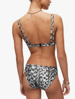 AllSaints Heidi Ines Graphic-print V-neck Stretch-woven Bikini -Reiss Shop R04085156 WHITEMONO ALT03