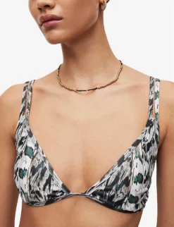 AllSaints Heidi Ines Graphic-print V-neck Stretch-woven Bikini -Reiss Shop R04085156 WHITEMONO ALT04