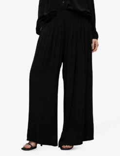 AllSaints Hezzy Wide-leg High-rise Pleated Woven Trousers -Reiss Shop R04085731 BLACK ALT02
