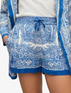 AllSaints Aleida Rafaela Paisley-print Woven Shorts -Reiss Shop R04086654 BLUEWHITE ALT04