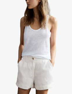 Reiss Demi Patch-pocket Linen Shorts -Reiss Shop R04086958 WHITE ALT02