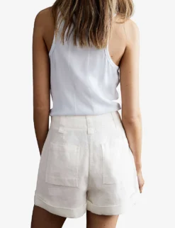 Reiss Demi Patch-pocket Linen Shorts -Reiss Shop R04086958 WHITE ALT03