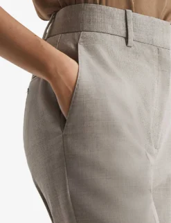 Reiss Emily Slim-leg Mid-rise Stretch Wool And Recycled Polyester-blend-blend Trousers -Reiss Shop R04086988 OATMEAL ALT04
