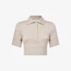 Reiss Eva Collared Cropped Stretch-knit Polo Top