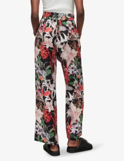 AllSaints Tyler Leondra Floral-print Wide-leg Woven Trousers -Reiss Shop R04087362 BLACKMULTI ALT03