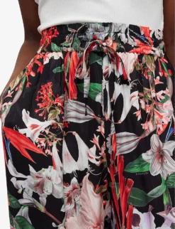 AllSaints Tyler Leondra Floral-print Wide-leg Woven Trousers -Reiss Shop R04087362 BLACKMULTI ALT04