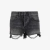 AllSaints Heidi High-rise Distressed-hem Denim Shorts