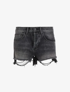 AllSaints Heidi High-rise Distressed-hem Denim Shorts