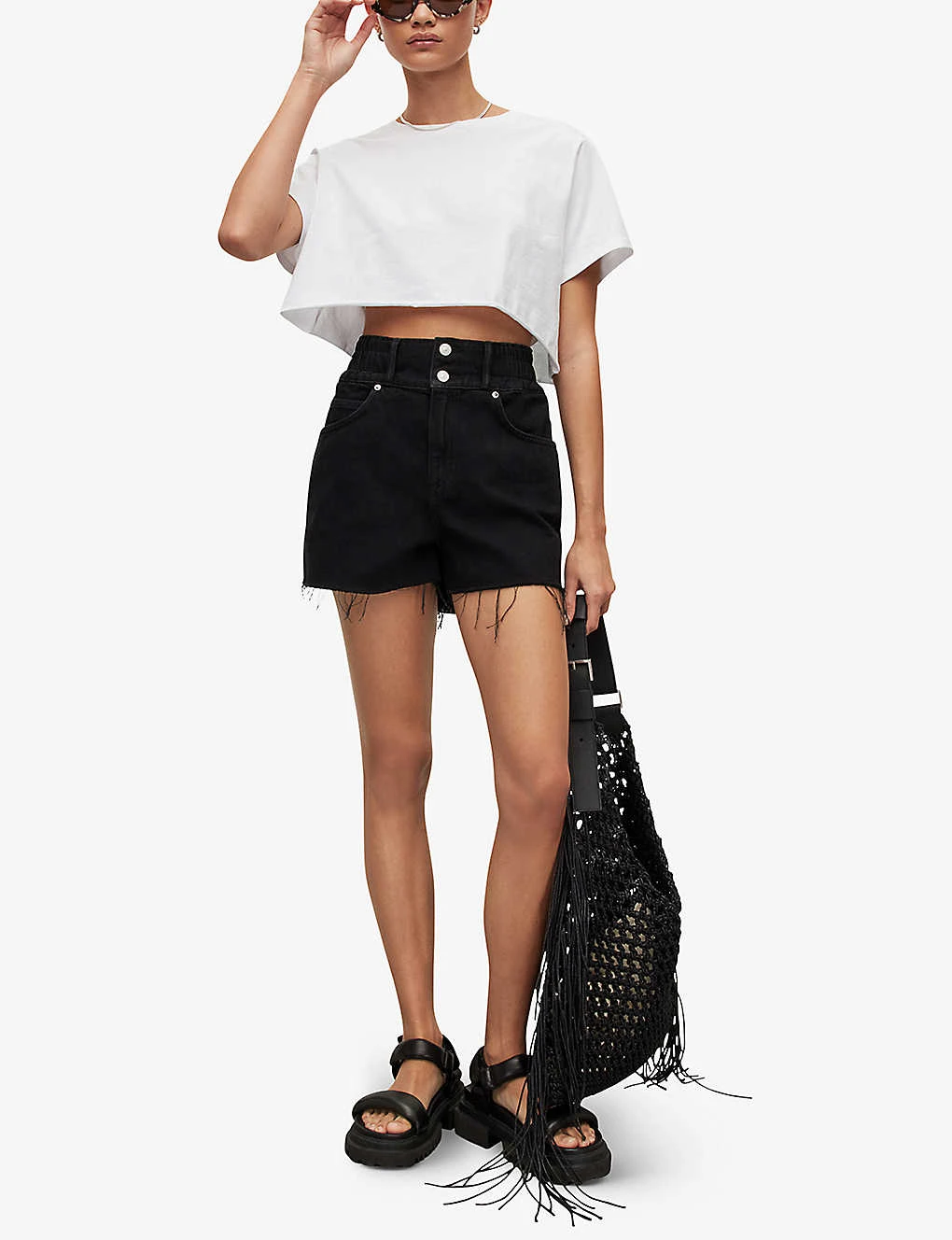 AllSaints Hailey High-rise Raw-hem Denim Shorts 2 AllSaints Hailey High-rise Raw-hem Denim Shorts - Image 2
