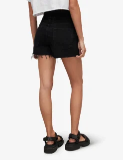 AllSaints Hailey High-rise Raw-hem Denim Shorts 8 AllSaints Hailey High-rise Raw-hem Denim Shorts -Reiss Shop R04087383 WASHEDBLACK ALT03