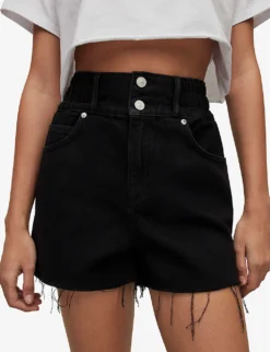 AllSaints Hailey High-rise Raw-hem Denim Shorts 9 AllSaints Hailey High-rise Raw-hem Denim Shorts -Reiss Shop R04087383 WASHEDBLACK ALT04