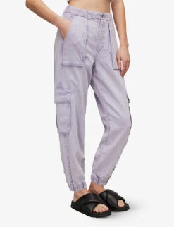 AllSaints Frieda High-rise Tapered-leg Linen-blend Trousers 7 AllSaints Frieda High-rise Tapered-leg Linen-blend Trousers -Reiss Shop R04087411 WASHEDPURPLE ALT02