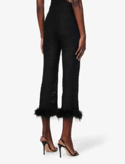 Anita Faux Feather-trim Stretch-woven Trousers -Reiss Shop R04089657 BLACK ALT03
