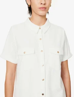 Melissa Odabash Tori Logo-plaque Cotton-blend Shirt -Reiss Shop R04090069 WHITE ALT04