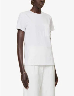Max Mara Valido Logo-embroidered Cotton-jersey T-shirt -Reiss Shop R04091095 OPTICALWHITE ALT02
