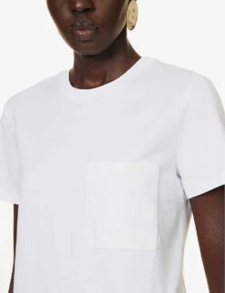 Max Mara Valido Logo-embroidered Cotton-jersey T-shirt -Reiss Shop R04091095 OPTICALWHITE ALT04