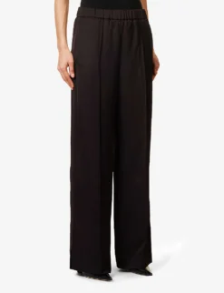 Jil Sander Elasticated-waist Pressed-crease Mid-rise Wide-leg Woven Trousers -Reiss Shop R04092789 GANACHE ALT02