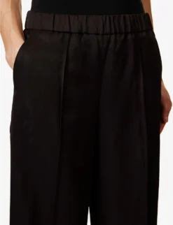 Jil Sander Elasticated-waist Pressed-crease Mid-rise Wide-leg Woven Trousers -Reiss Shop R04092789 GANACHE ALT04