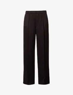 Jil Sander Elasticated-waist Pressed-crease Mid-rise Wide-leg Woven Trousers
