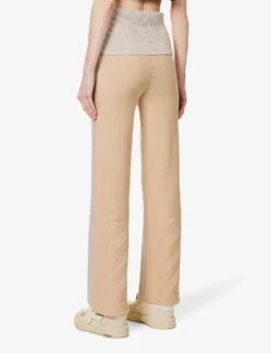 Diag Languid Brand-embossed Straight-leg High-rise Cotton-blend Knitted Trousers -Reiss Shop R04094003 BEIGEBEIGE ALT03