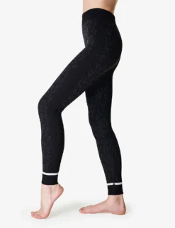 Sweaty Betty Leopard Jacquard Stretch-jersey Leggings -Reiss Shop R04094042 BLACKLEOPARDPAINT ALT02