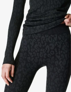 Sweaty Betty Leopard Jacquard Stretch-jersey Leggings -Reiss Shop R04094042 BLACKLEOPARDPAINT ALT04
