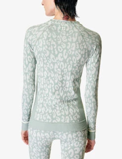 Sweaty Betty Leopard-print Stretch-woven Base Layer Top -Reiss Shop R04094043 BLUELEOPARDJCQURD ALT03