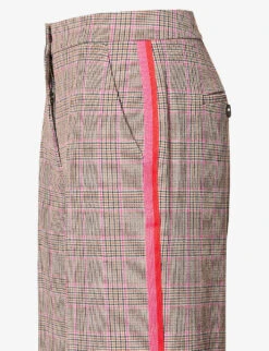 ME AND EM Check-print Mid-rise Recycled Polyester-blend Trousers -Reiss Shop R04094226 PINKBLACKRUST ALT02