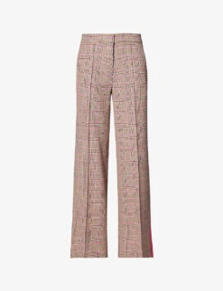 ME AND EM Check-print Mid-rise Recycled Polyester-blend Trousers