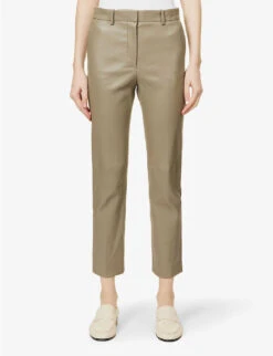 Joseph Coleman Straight-leg Stretch-leather Trousers 7 Joseph Coleman Straight-leg Stretch-leather Trousers -Reiss Shop R04095171 PEWTER ALT02