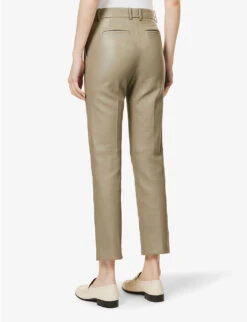 Joseph Coleman Straight-leg Stretch-leather Trousers 8 Joseph Coleman Straight-leg Stretch-leather Trousers -Reiss Shop R04095171 PEWTER ALT03