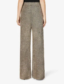 Joseph Metallic Wide-leg High-rise Knitted Trousers -Reiss Shop R04095193 SILVER ALT03