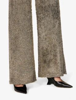 Joseph Metallic Wide-leg High-rise Knitted Trousers -Reiss Shop R04095193 SILVER ALT04