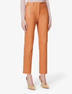 Joseph Coleman Wide-leg High-rise Leather Trousers 7 Joseph Coleman Wide-leg High-rise Leather Trousers -Reiss Shop R04095412 CARAMEL ALT02