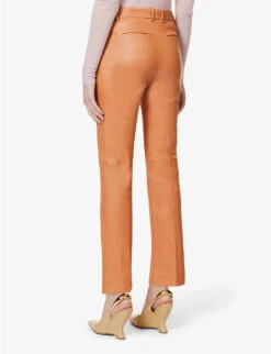 Joseph Coleman Wide-leg High-rise Leather Trousers 8 Joseph Coleman Wide-leg High-rise Leather Trousers -Reiss Shop R04095412 CARAMEL ALT03