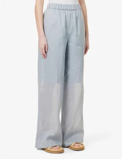Joseph Milner Wide-leg Mid-rise Ramie Trousers 7 Joseph Milner Wide-leg Mid-rise Ramie Trousers -Reiss Shop R04095442 DUSTYBLUE ALT02
