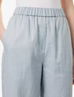 Joseph Milner Wide-leg Mid-rise Ramie Trousers 9 Joseph Milner Wide-leg Mid-rise Ramie Trousers -Reiss Shop R04095442 DUSTYBLUE ALT04