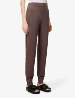 Joseph Tapered-leg Mid-rise Silk-blend Knitted Jogging Bottoms -Reiss Shop R04095456 TRUFFLE ALT02