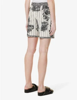 Joseph Floral-pattern Split-hem Knitted Shorts -Reiss Shop R04095458 BLACKCOMBO ALT03