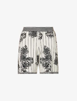 Joseph Floral-pattern Split-hem Knitted Shorts